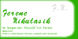 ferenc mikulasik business card